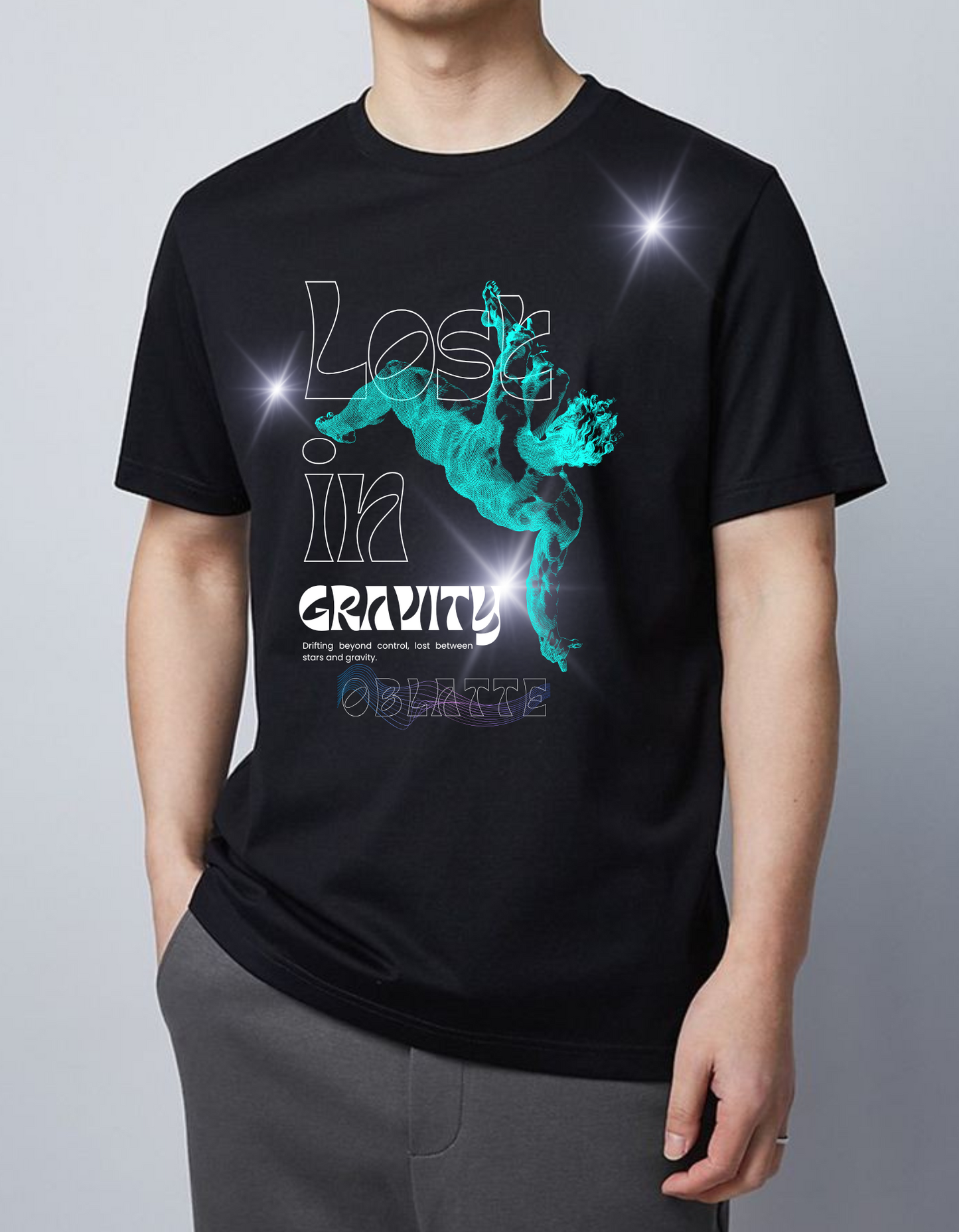 Galactic Descent Oblatte, Black T-Shirt